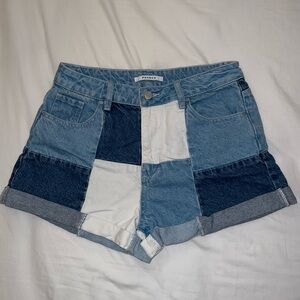 Pacsun Multicolor Patchwork Mom Jean Shorts